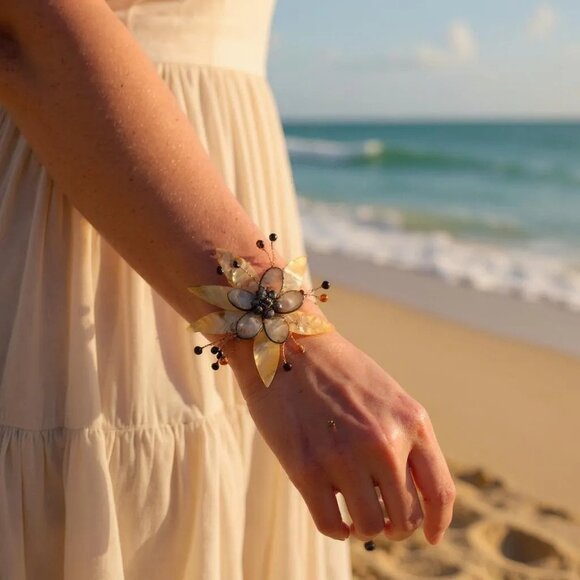 Stunning Oversized Floral Bracelet or Adornment Fairycore Beauty Curtain TIE? - Picture 3 of 7